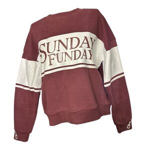 Sunday Funday Women's Burgundy and White Crew Neck Sweater
